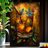 Vintage Whiskey & Cigar Metal Wall Art Decor Sign